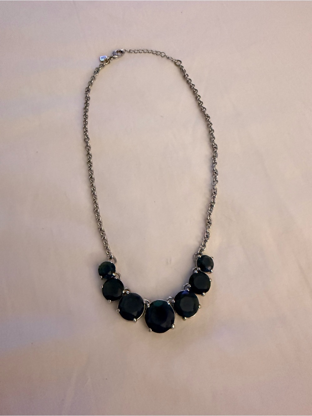 Statement Silver Necklace with Deep Blue Gemstones